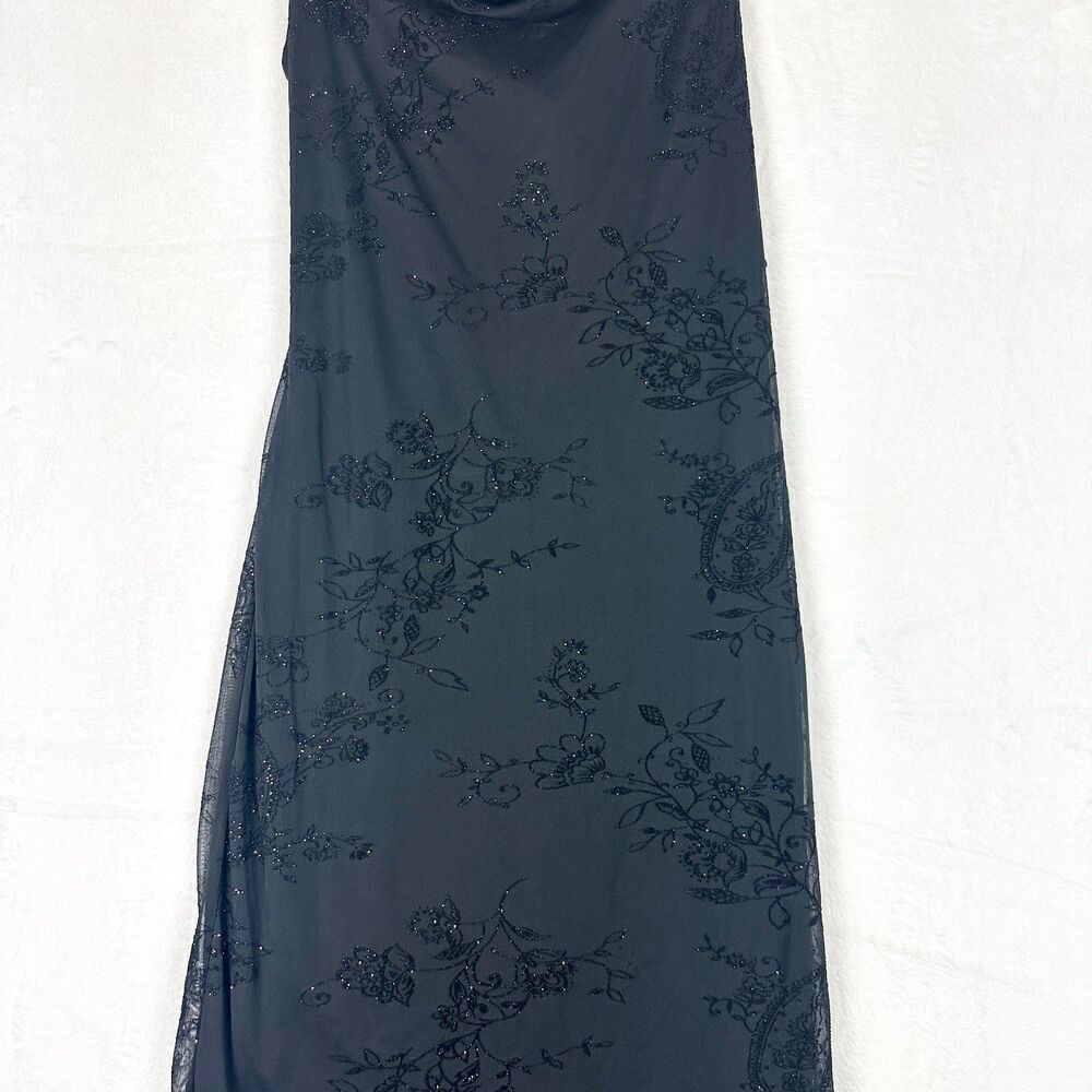 Jonathan Martin Vintage Whimsigoth Fairy Midi Dress Size Medium Black Stretch - Picture 4 of 10